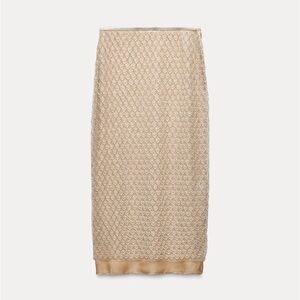 Zara NWT beaded sequined midi Skirt